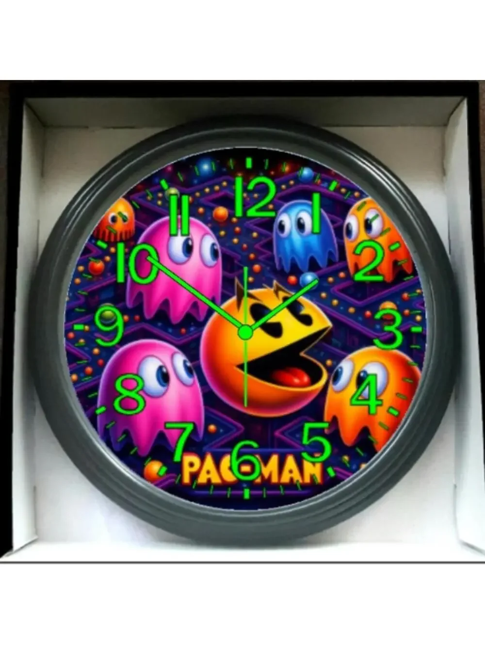 Pac-Man Atari Game Room Glow In The Dark Wall Clock New!
